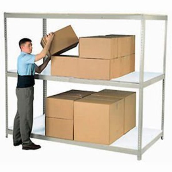 Global Equipment Wide Span Rack 96Wx48Dx96H, 3 Shelves Laminated Deck 1100 Lb Per Level, Gray 716744